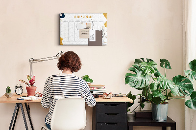 Kurkbord weekplanner met een abstract kleurrijk patroon
