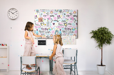 Prikbord met sportieve motieven en energieke slogans