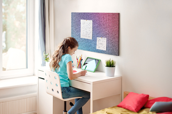 Kurkbord met kleurenverloop in paarse tinten