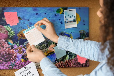 Prikbord met een tropische wereld vol onderwaterkleuren en vissen