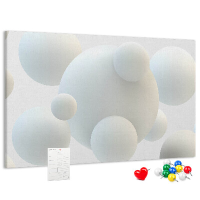 Kurk prikbord met witte ballen op een lichte achtergrond