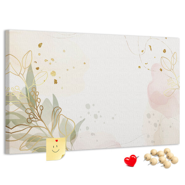 Kurkbord fijne bloemen op een pastelkleurige achtergrond