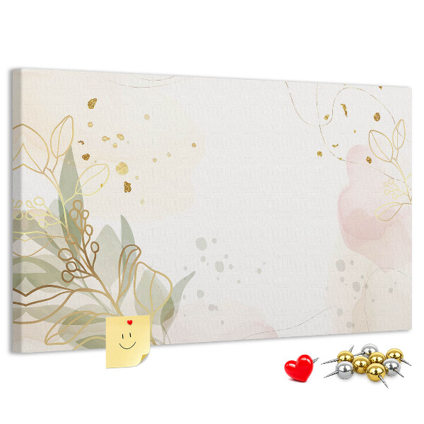 Kurkbord fijne bloemen op een pastelkleurige achtergrond