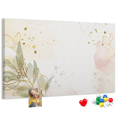 Kurkbord fijne bloemen op een pastelkleurige achtergrond