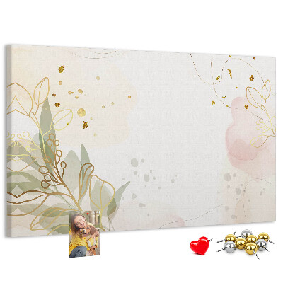 Kurkbord fijne bloemen op een pastelkleurige achtergrond