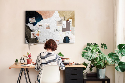 Kurkbord met abstracte stippen in gedempte kleuren