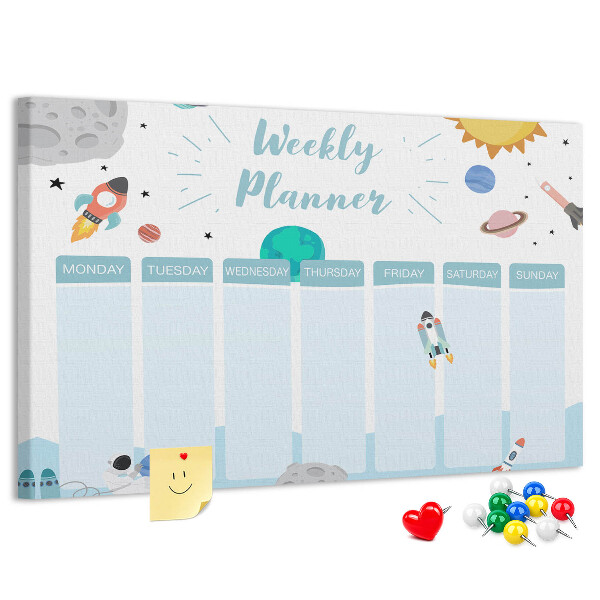 Prikbord ruimteweekkalender met raketten