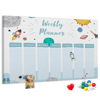 Prikbord ruimteweekkalender met raketten