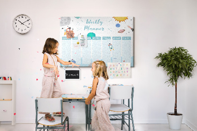 Prikbord ruimteweekkalender met raketten