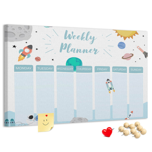 Prikbord ruimteweekkalender met raketten