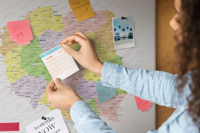 Kurkbord kaart van Polen met administratieve indeling