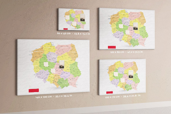 Kurkbord kaart van Polen met administratieve indeling