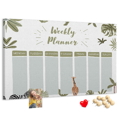 Prikbord weekplanner met plantenpatroon