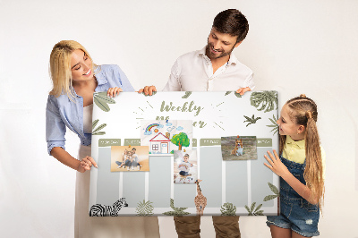 Prikbord weekplanner met plantenpatroon