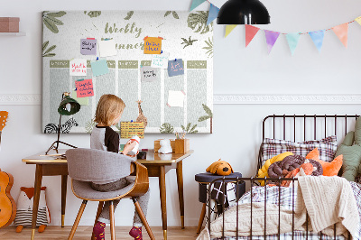 Prikbord weekplanner met plantenpatroon