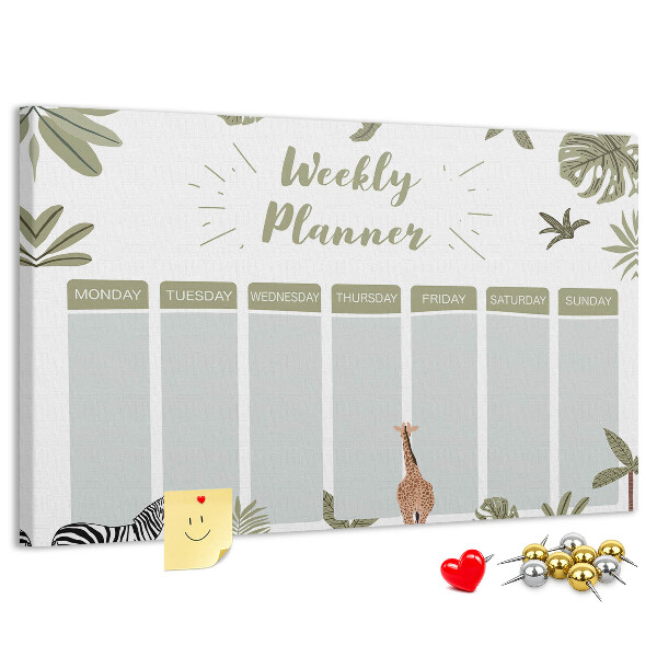 Prikbord weekplanner met plantenpatroon
