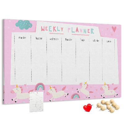Prikbord weekplanner met eenhoorn en regenboog