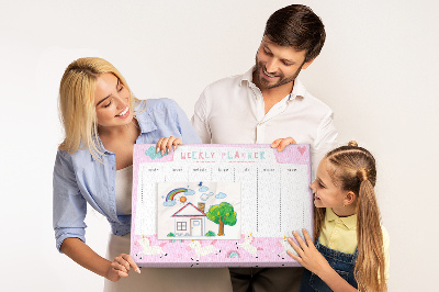 Prikbord weekplanner met eenhoorn en regenboog