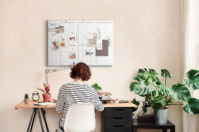 Kurkbord planner met een raster voor tijdsindeling