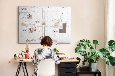 Kurkbord planner met een raster voor tijdsindeling