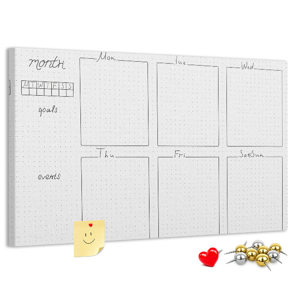 Kurkbord planner met een raster voor tijdsindeling