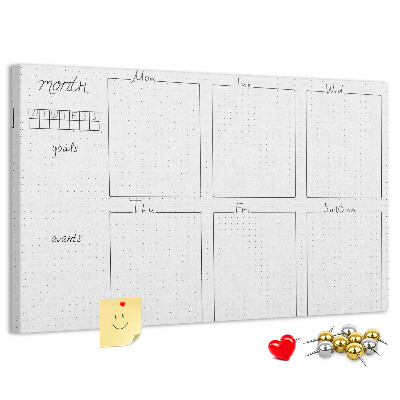 Kurkbord planner met een raster voor tijdsindeling