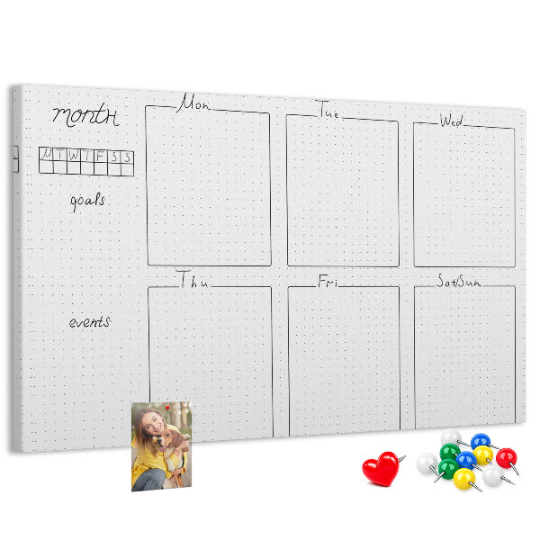 Kurkbord planner met een raster voor tijdsindeling