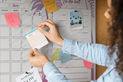 Kurk prikbord maandkalender met tropisch plantenmotief