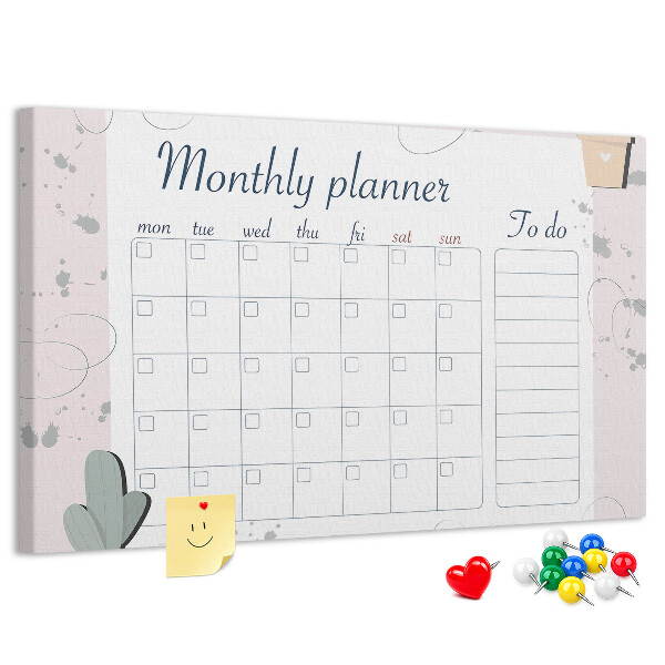 Prikbord maandplanner met plantenaccenten