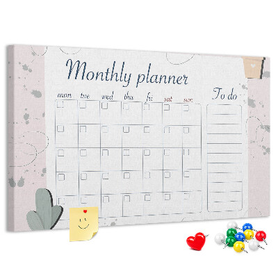 Prikbord maandplanner met plantenaccenten