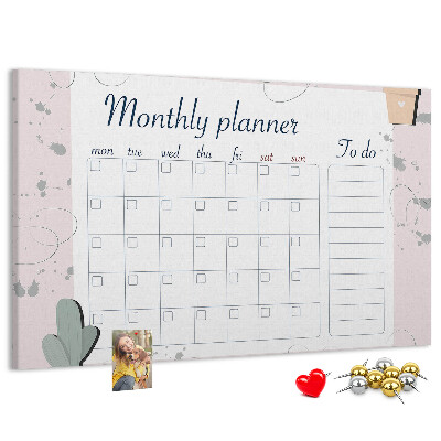 Prikbord maandplanner met plantenaccenten