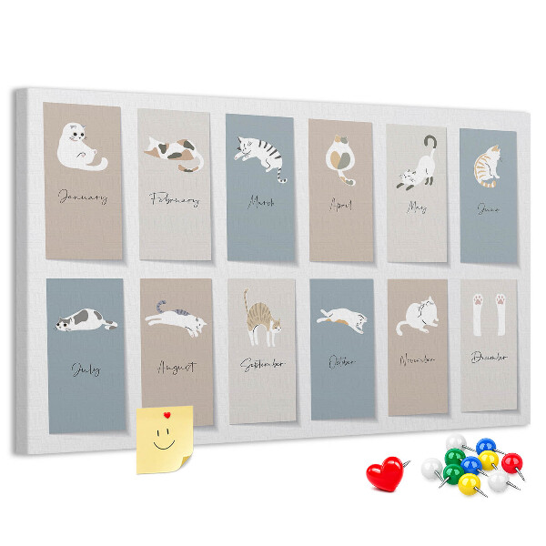 Kalender met illustraties van huisdieren prikbord met schattige dierenafbeeldingen