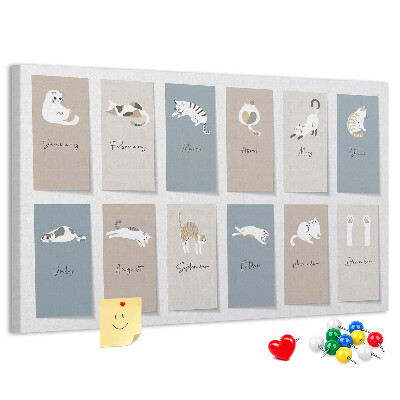 Kalender met illustraties van huisdieren prikbord met schattige dierenafbeeldingen