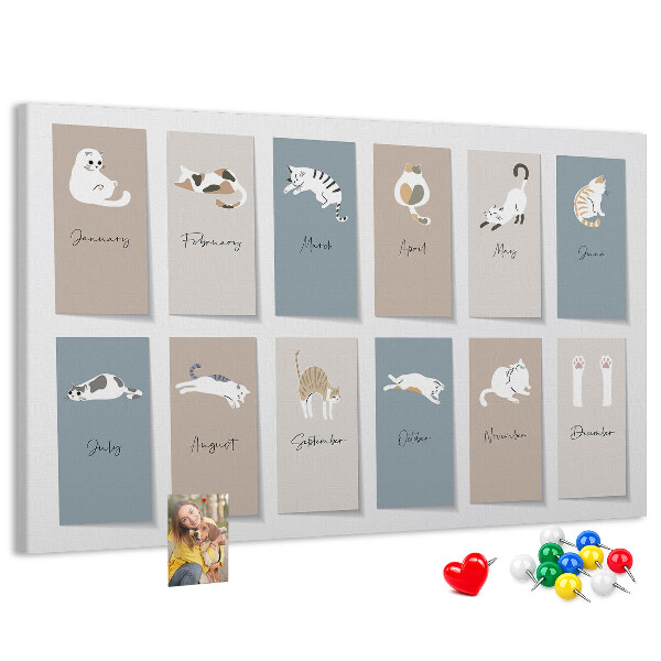 Kalender met illustraties van huisdieren prikbord met schattige dierenafbeeldingen