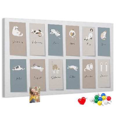 Kalender met illustraties van huisdieren prikbord met schattige dierenafbeeldingen
