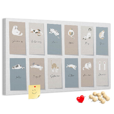 Kalender met illustraties van huisdieren prikbord met schattige dierenafbeeldingen