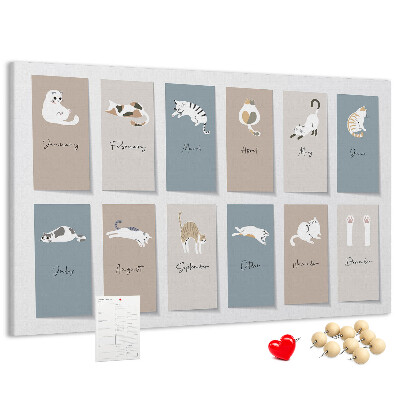 Kalender met illustraties van huisdieren prikbord met schattige dierenafbeeldingen