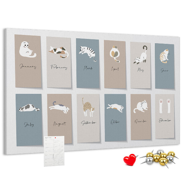 Kalender met illustraties van huisdieren prikbord met schattige dierenafbeeldingen