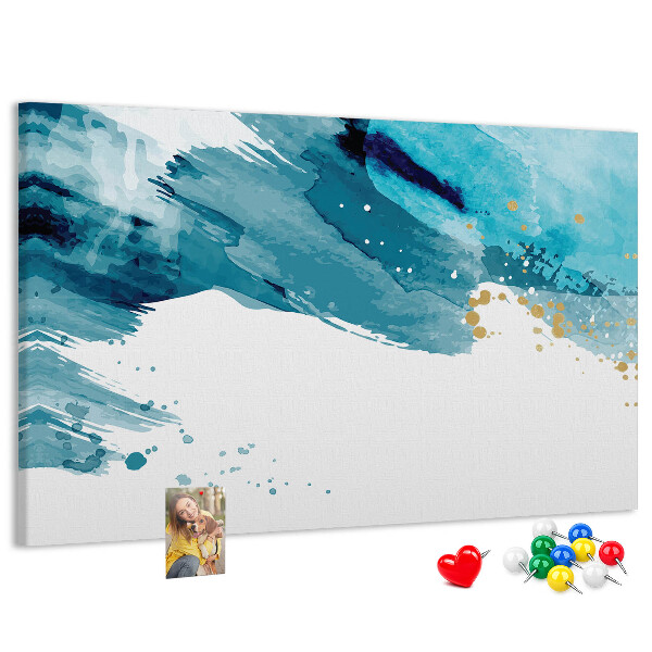 Prikbord blauwe golven met gouden accenten