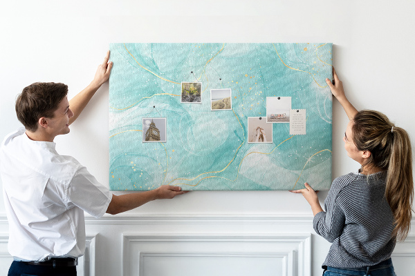 Kurkbord met fijne golven in turquoise tinten