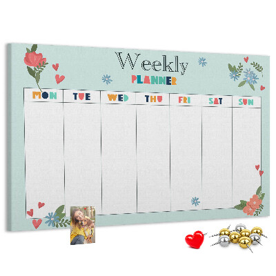 Weekplanner met kleurrijke bloemendetails