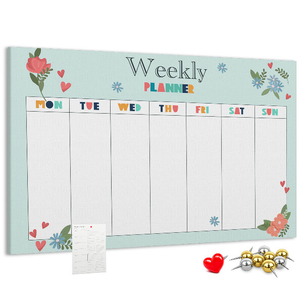 Weekplanner met kleurrijke bloemendetails