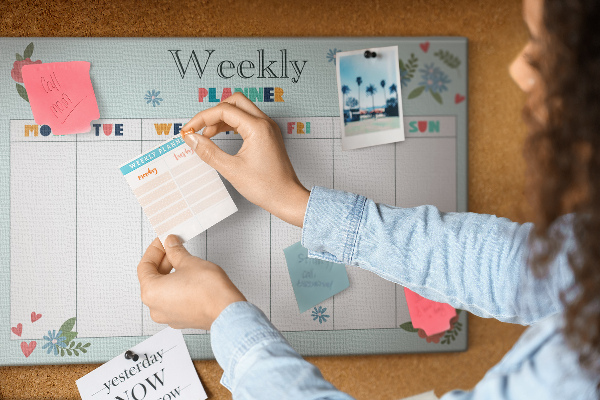 Weekplanner met kleurrijke bloemendetails