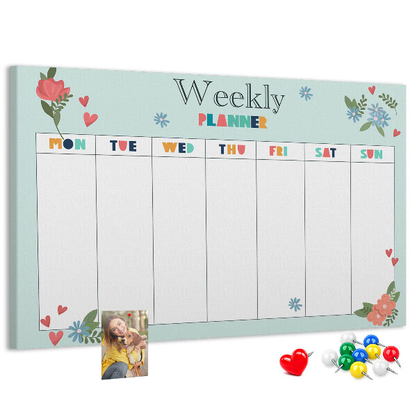 Weekplanner met kleurrijke bloemendetails