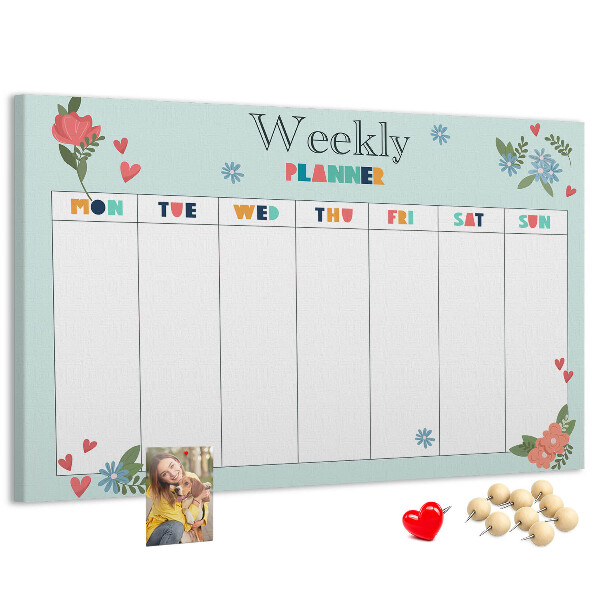 Weekplanner met kleurrijke bloemendetails