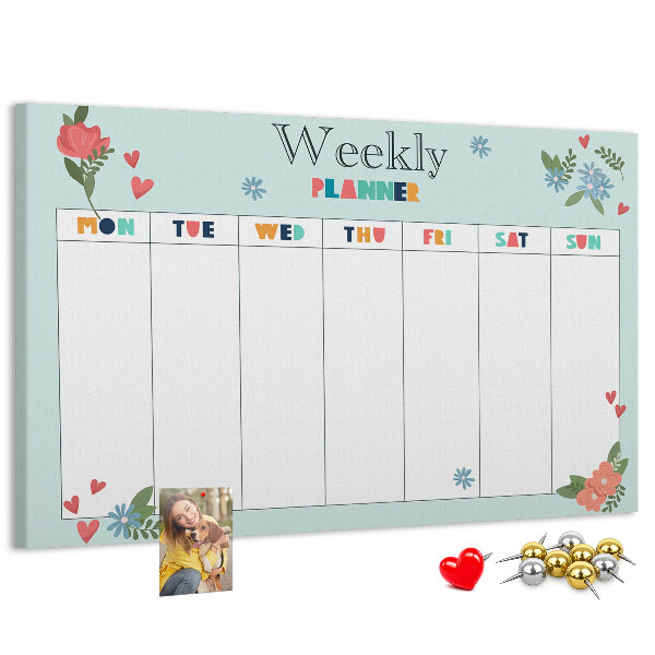 Weekplanner met kleurrijke bloemendetails
