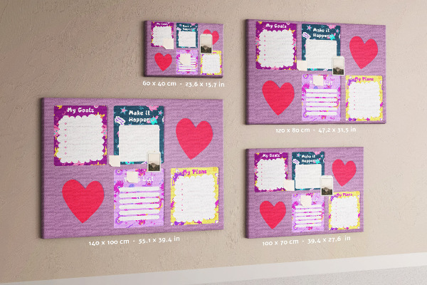 Prikbord kleurrijke notitieboekjes met hartmotief