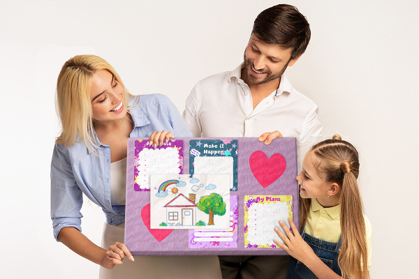 Prikbord kleurrijke notitieboekjes met hartmotief
