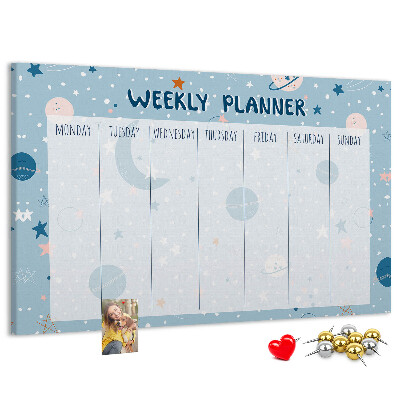 Kurken prikbord weekplanner in futuristische stijl