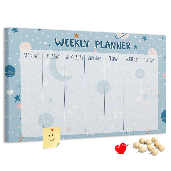 Kurken prikbord weekplanner in futuristische stijl